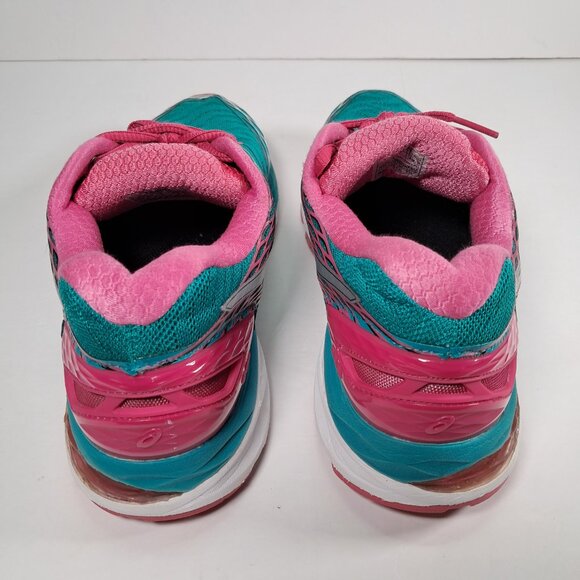 Asics Gel Nimbus 18 Women 8 Mesh Teal Silver Pink Athletic Running Sneakers - Picture 6 of 15